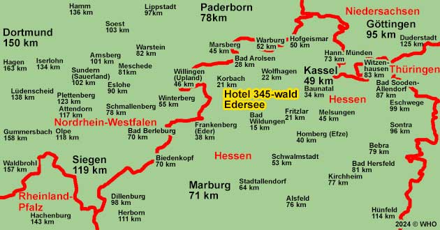 Urlaub am Edersee, Kurzurlaub in Nordhessen zwischen Bad Wildungen, Korbach, Fritzlar, Bad Arolsen, Frankenberg und Kassel