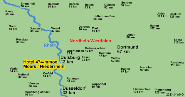 Urlaub in Moers am Niederrhein, Kurzurlaub am Rand des Ruhrgebiets zwischen Duisburg, Krefeld, Oberhausen, Mlheim an der Ruhr, Bottrop, Dsseldorf, Essen, Gelsenkirchen, Herne und Bochum